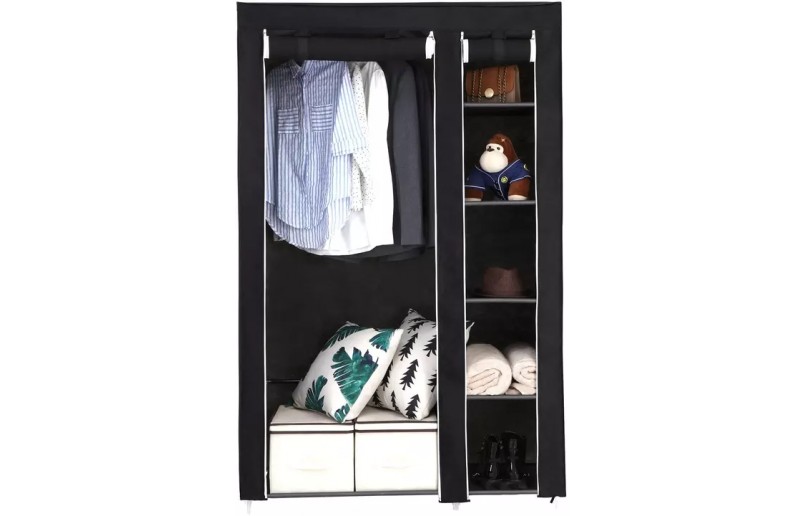 LANTUS Opvouwbare opbergkast van stof, opvouwbaar, metalen frame, XL, kledingkast voor slaapkamer, DIY, binnen, kledingkast, camping (110 x 45 x 178